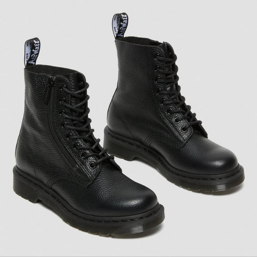 Dr Martens 1460 Pascal Women's Leather Zipper Lace Boots EUC